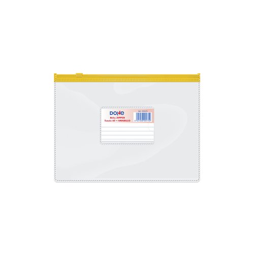DOHE - DOSSIER SOBRE ZIPPER A5 APAISADO PVC TRANSPARENTE/AMARILLO (Ref.99475)