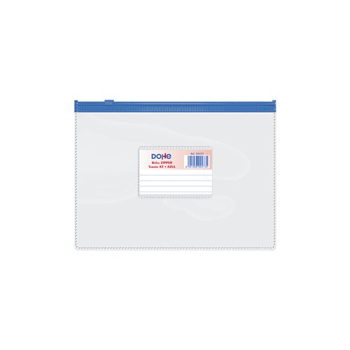 DOHE - DOSSIER SOBRE ZIPPER A5 APAISADO PVC TRANSPARENTE/AZUL (Ref.99473)