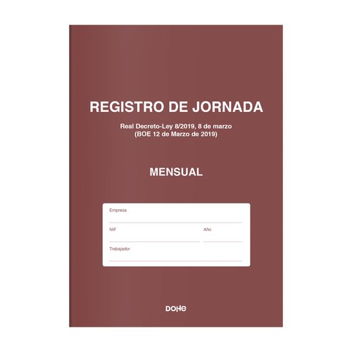 DOHE - LIBRO REGISTRO JORNADA A4 NAT. 6h (Ref.9999)