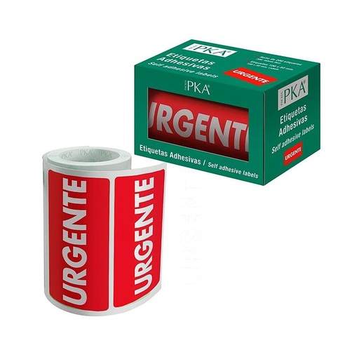 DOHE - PACKIA ROLLO ETIQUETAS ADHESIVAS PREIMPRESAS PARA ENVÍOS / 100 X 50 MM / "URGENTE" (Ref.16412)