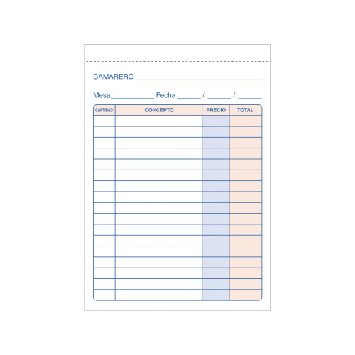 DOHE - TALONARIO CAMAREROS OCTAVO NATURAL DUPLICADO AUTOCOPIATIVO -10U- (Ref.50088D)