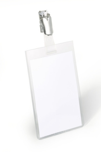 DURABLE - FUNDA DISTINTIVO 8002 con PINZA 90x60mm TRANSPARENTE PAQUETE de 25 (Ref.800219)