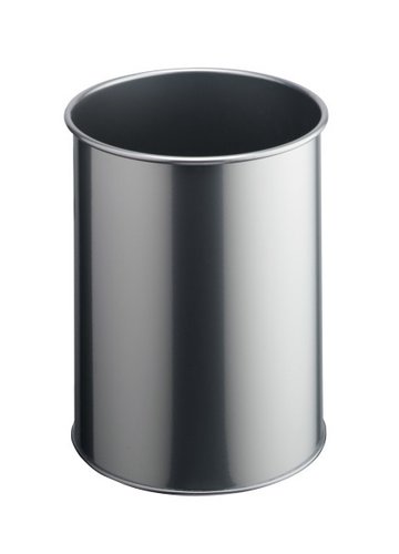DURABLE - PAPELERA METALICA REDONDA 15 LITROS PLATA (Ref.330123)