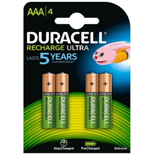 DURACELL - Pila Recargable HR03 AAA 800mAh Blister*4 (Ref.DURDLLR03P4B)