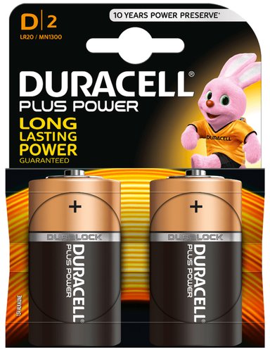 DURACELL - PILAS D PLUS (MN1300-LR20) BLISTER DE 2 (Ref.LR20 D PLUS)