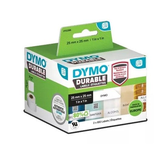 DYMO - CINTA ADHESIVA DURABLE LABELWRITER LABELS 25X25MM (2 ROLLOS DE 850 ETIQUETAS) (Ref.2112286)