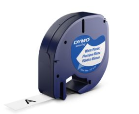 DYMO - CINTAS LETRATAG PLÁSTICO 12MM X 4 M NEGRO/BLANCO (Ref.S0721660)