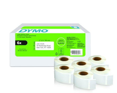 DYMO - PACK 6 ROLLOS LW ETIQUETAS 25X54MM (Ref.2177564)