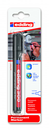 EDDING - BLISTER MARCADOR PERMANENTE CON PUNTA REDONDA. COLOR: NEGRO. (Ref.E-300/1-01)