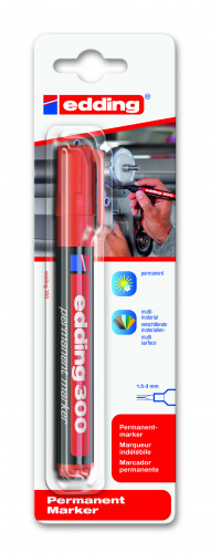 EDDING - BLISTER MARCADOR PERMANENTE CON PUNTA REDONDA. COLOR: ROJO. (Ref.E-300/1-02)