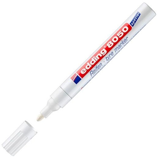 EDDING - MARCADOR PERMANENTE PARA NEUMÁTICOS Y SUPERFICIES DE GOMA BLANCO (Ref.8050-49)