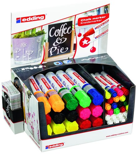 EDDING - MARCADOR TIZA LIQUIDA EXPOSITOR de 44 (WINDOW MARKER)
(20 uds.4090 y 24 uds.4095) (Ref.50533)