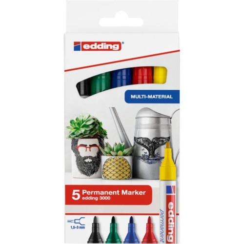 EDDING - PACK 5 MARCADORES 3000 COLORES BÁSICOS 0105 (Ref.3000-5-S)