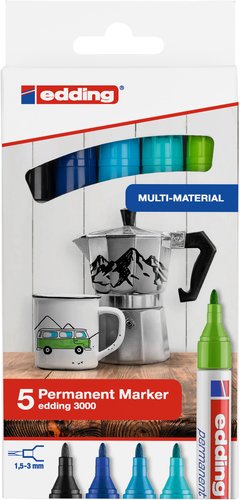 EDDING - PACK 5 MARCADORES 3000 COLORES FRÍOS 01, 03, 10, 11, Y 14. (Ref.3000-5-099)