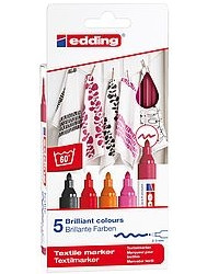 EDDING - PACK 5 MARCADORES TEXTILES. COLORES CÁLIDOS. (Ref.4500-5-S-999)