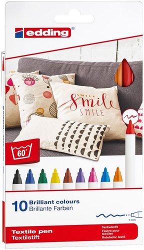 EDDING - ROTULADOR PARA TEXTIL 4600 COLORES BÁSICOS - ESTUCHE DE 10 (Ref.4600-10-999)