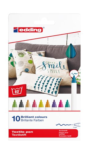 EDDING - ROTULADOR PARA TEXTIL 4600 COLORES SURTIDOS - ESTUCHE DE 10 (Ref.4600-10-099)