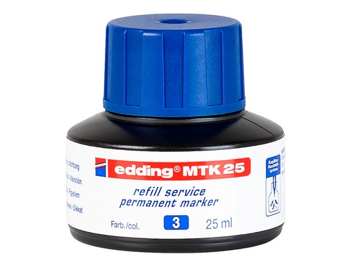 EDDING - TINTA ROTULADOR MTK25 CON SISTEMA CAPILAR COLOR AZUL FRASCO DE 25 ML (Ref.MTK-25-03)