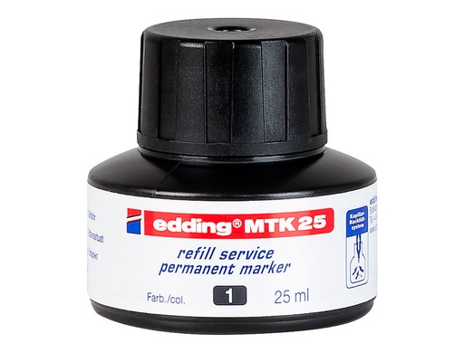 EDDING - TINTA ROTULADOR MTK25 CON SISTEMA CAPILAR COLOR NEGRO FRASCO DE 25 ML (Ref.MTK-25-01)