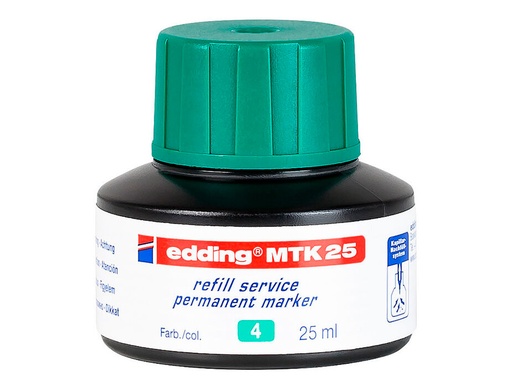 EDDING - TINTA ROTULADOR MTK25 CON SISTEMA CAPILAR COLOR VERDE FRASCO DE 25 ML (Ref.MTK-25-04)