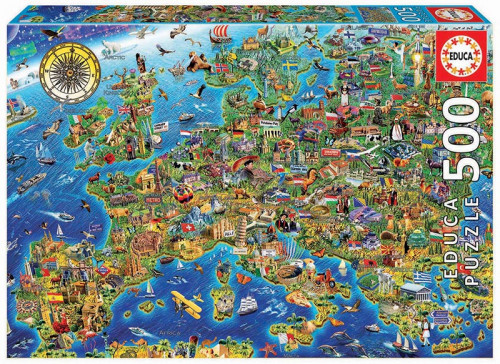 EDUCA BORRÁS - Educa Crazy European Map Puzzle rompecabezas 500 pieza(s) (Ref.17962)