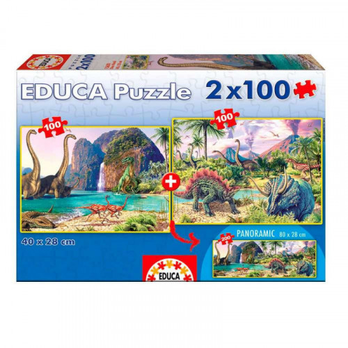 EDUCA BORRÁS - PUZZLE 2x100 DINO WORLD DE 6-8 AÑOS EDUCA BORRAS (Ref.15620)