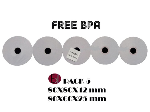 EKRIT - ROLLO TÉRMICO SIN BPA 80X80X12MM 65GRS -5U- (Ref.RT-EV01-80X80-65GR)