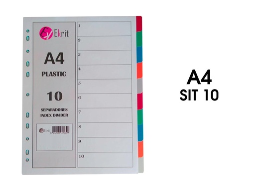 EKRIT - SEPARADORES PP A4 11 TALADROS 10 COLORES (Ref.SIT-10H)