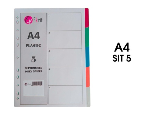 EKRIT - SEPARADORES PP A4 11 TALADROS 5 COLORES (Ref.SIT-5H)