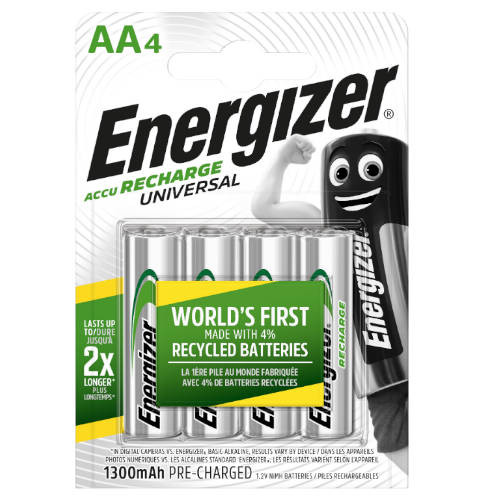 ENERGIZER - BLISTER 4 PILAS RECARGABLES UNIVERSAL POTENCIA 1300 MAH TIPO HR6 (Ref.E301376000)