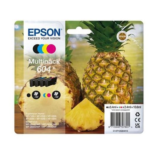 EPSON - Cartucho 4 colores Multipack 604 XP-2200, WF-2910DWF Piña (Ref.C13T10G64010)