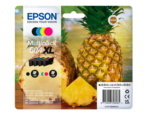 EPSON - Cartucho 4 colores Multipack 604XL XP-2200, WF-2910DWF Piña (Ref.C13T10H64010)