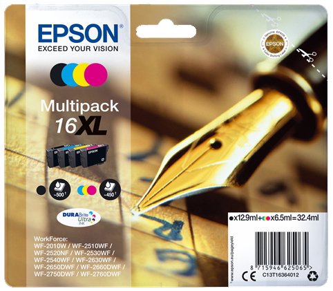 EPSON - CARTUCHO INKJET Nº16XL WF-2010W/2510WF/2520NF/2530WF/2540WF MULTIPACK (Ref.T163640)