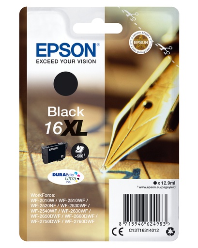 EPSON - DURABrite Ultra Ink Cartucho Negro 16XL (Blister+ Alarma acustico/Radiofrecuencia) (Ref.C13T16314022)