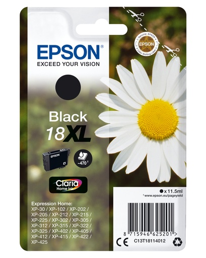 EPSON - Expression Home XP-102/205/305/405 Cartucho Negro Alta capacidad (Radiofrecuencia) (Ref.C13T18114022)