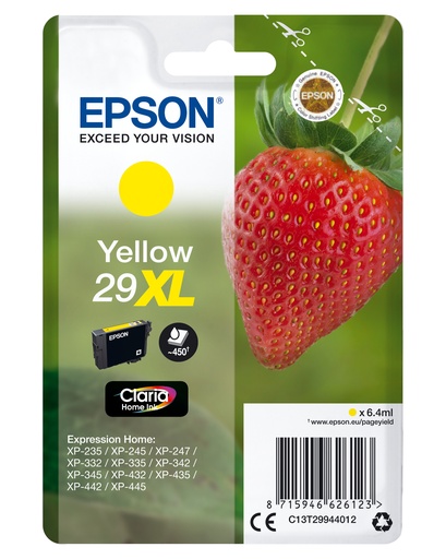 EPSON - Expression Home XP-235 Cartucho Amarillo 29XL RF+AM (Ref.C13T29944022)