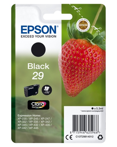 EPSON - Expression Home XP-235 Cartucho Negro nº29 RF+AM (Ref.C13T29814022)