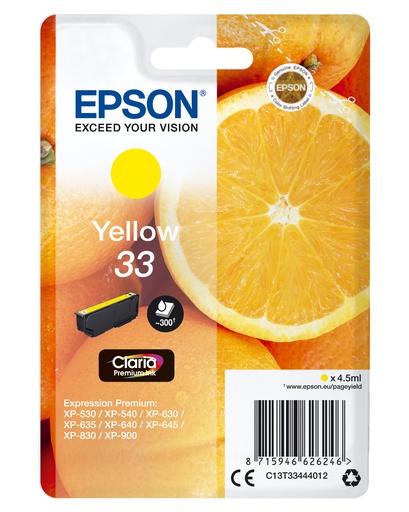 EPSON - Expression Home XP-530 Cartucho Amarillo RF+AM (Ref.C13T33444022)