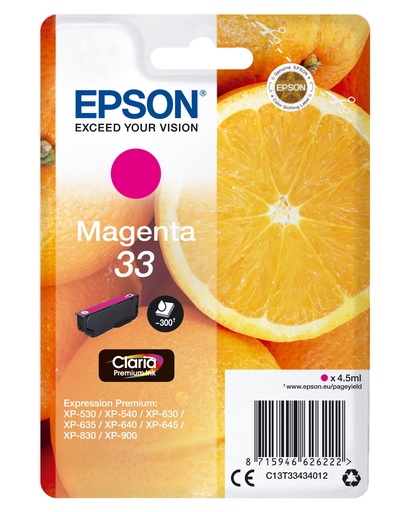 EPSON - Expression Home XP-530 Cartucho Magenta RF+AM (Ref.C13T33434022)