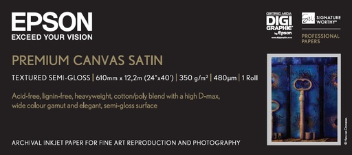 EPSON - GF Papel Premium Canvas Satin, 24 x 12.2m, 350g/m2 (Ref.C13S041847)