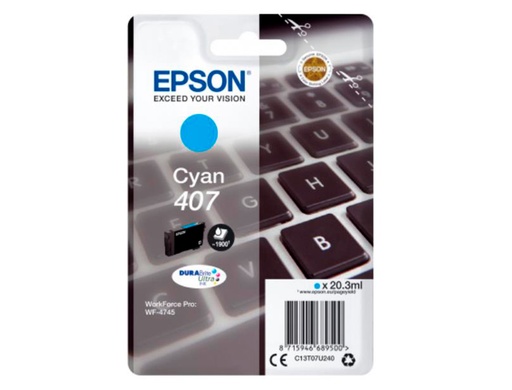 EPSON - INK-JET 407L CLAVIER WF-4745 SERIES CIAN 1900 PAGINAS (Ref.C13T07U240)