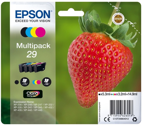 EPSON - Multipack 4-colours 29 Claria Home Ink FRESA RF+AM (Ref.C13T29864022)