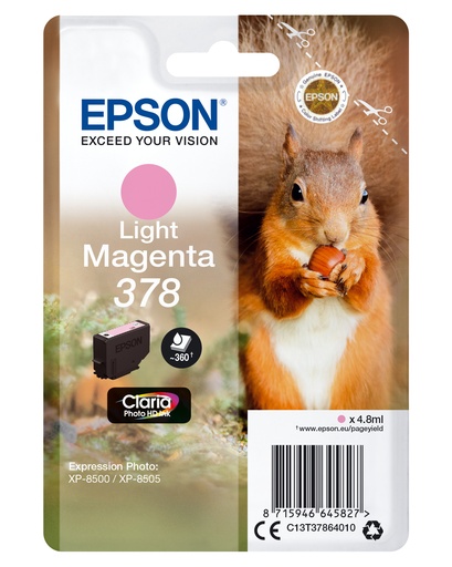 EPSON - Singlepack Light Magenta 378 Claria Photo HD Ink con RF (Ref.C13T37864020)