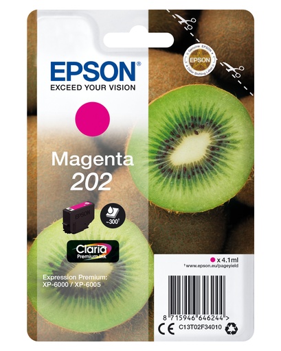EPSON - Singlepack Magenta 202 Claria Premium Ink con RF (Ref.C13T02F34020)