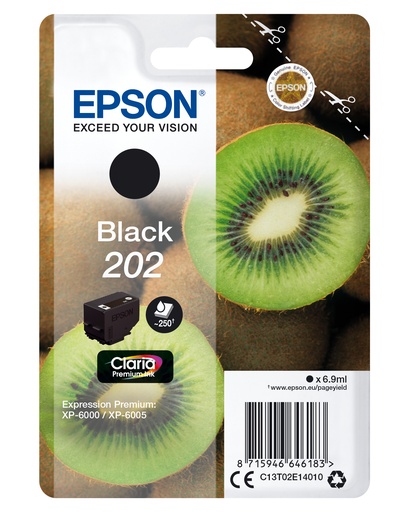 EPSON - Singlepack Negro 202 Claria Premium Ink con RF (Ref.C13T02E14020)