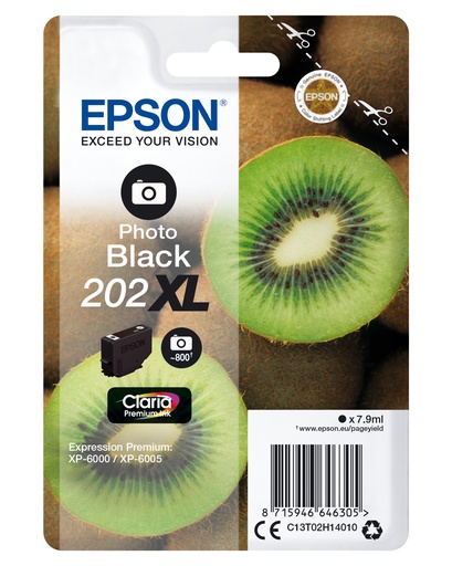 EPSON - Singlepack Photo Black 202XL Claria Premium Ink con RF (Ref.C13T02H14020)