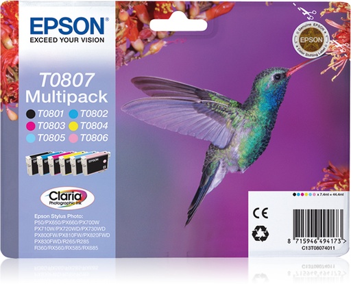 EPSON - Stylus Photo R-265/360 Cart. Multipack 6 colores (Radiofrecuencia + acoustic magnetic) (Ref.C13T08074021)