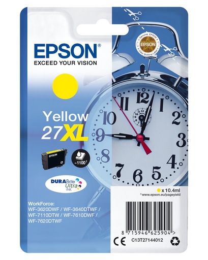 EPSON - WorkForce WF-3000 y WF-7000 Cartucho Amarillo de Alta Capacidad nº27XL (etiqueta RF) (Ref.C13T27144022)