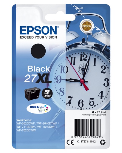 EPSON - WorkForce WF-3000 y WF-7000 Cartucho Negro de Alta Capacidad nº27XL (etiqueta RF) (Ref.C13T27114022)