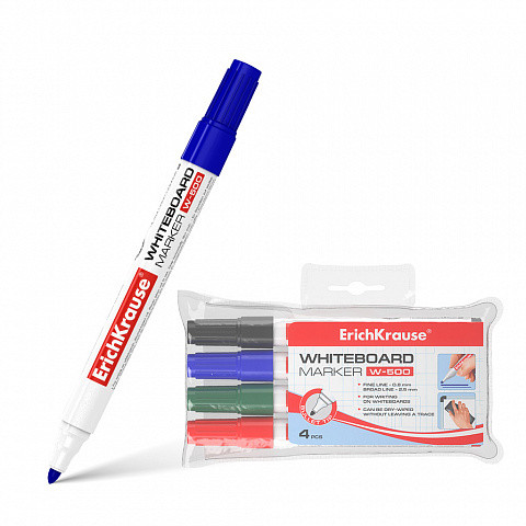 ERICH KRAUSE - BLISTER 4 MARCADORES DE PIZARRA W-500, COLORES: NEGRO, AZUL, ROJO, VERDE (Ref.12849)
